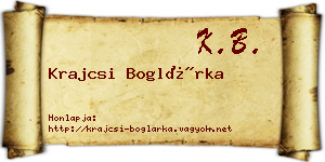 Krajcsi Boglárka névjegykártya